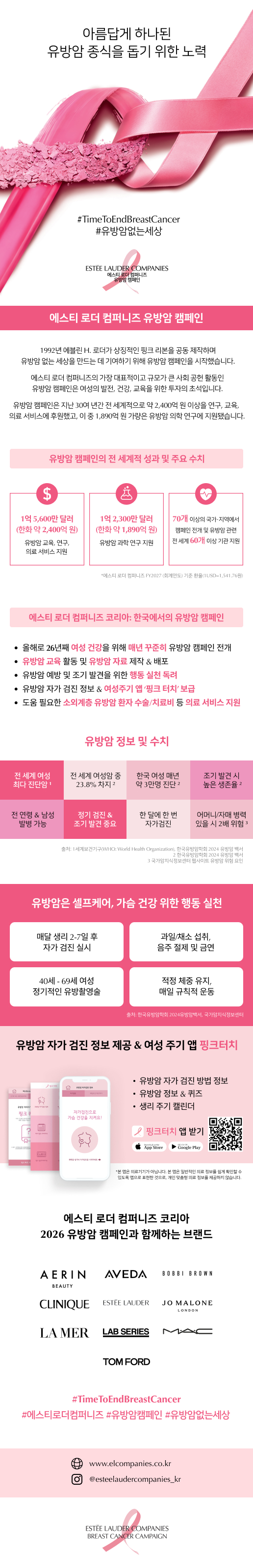 에스티 로더 컴퍼니즈 유방암 캠페인 로고